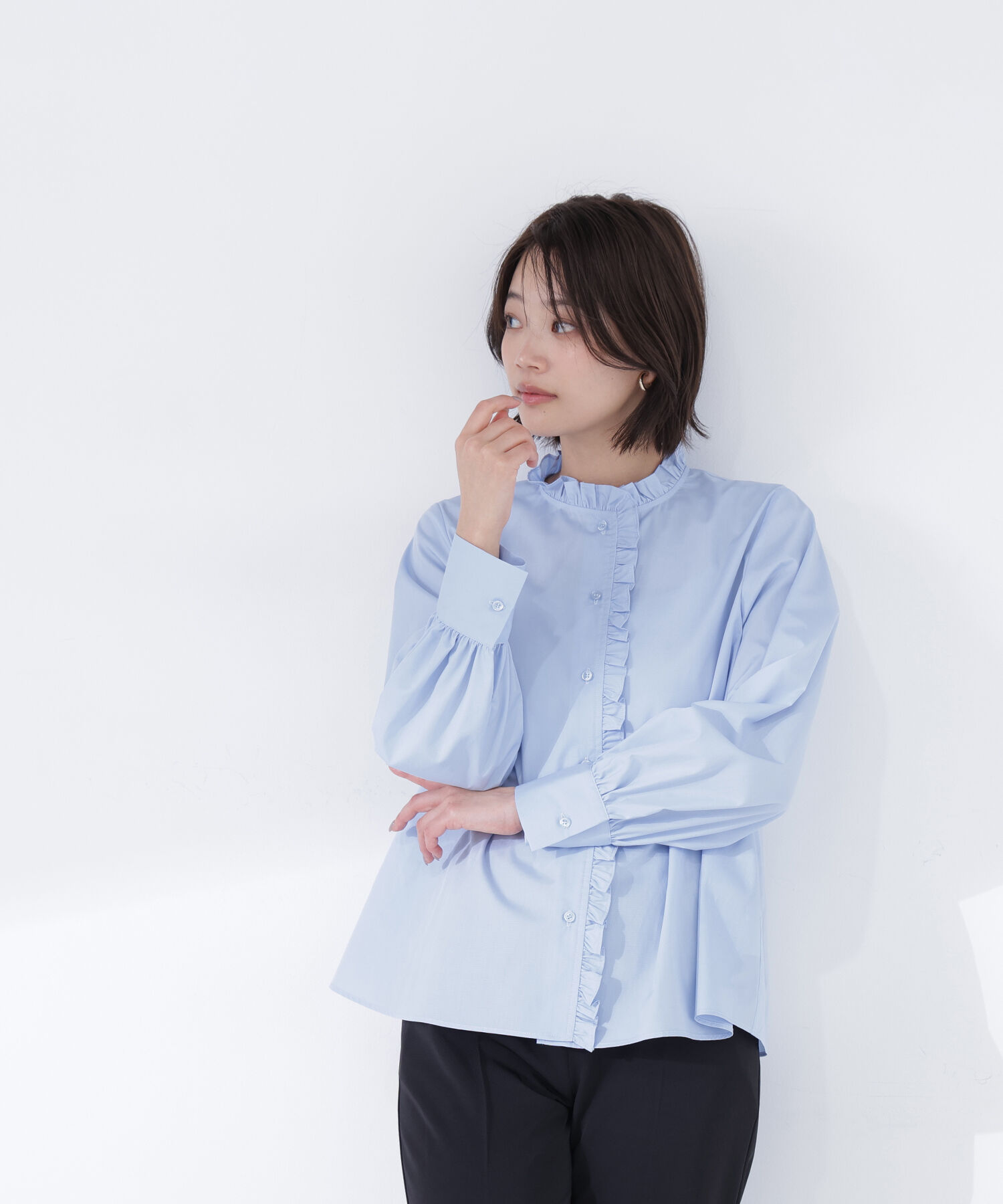  「スタンドネックフリルブラウス」|シャツ・ブラウス|