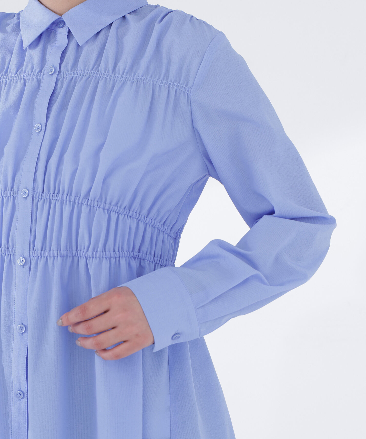  「シャーリングペプラムシャツ」|シャツ・ブラウス|