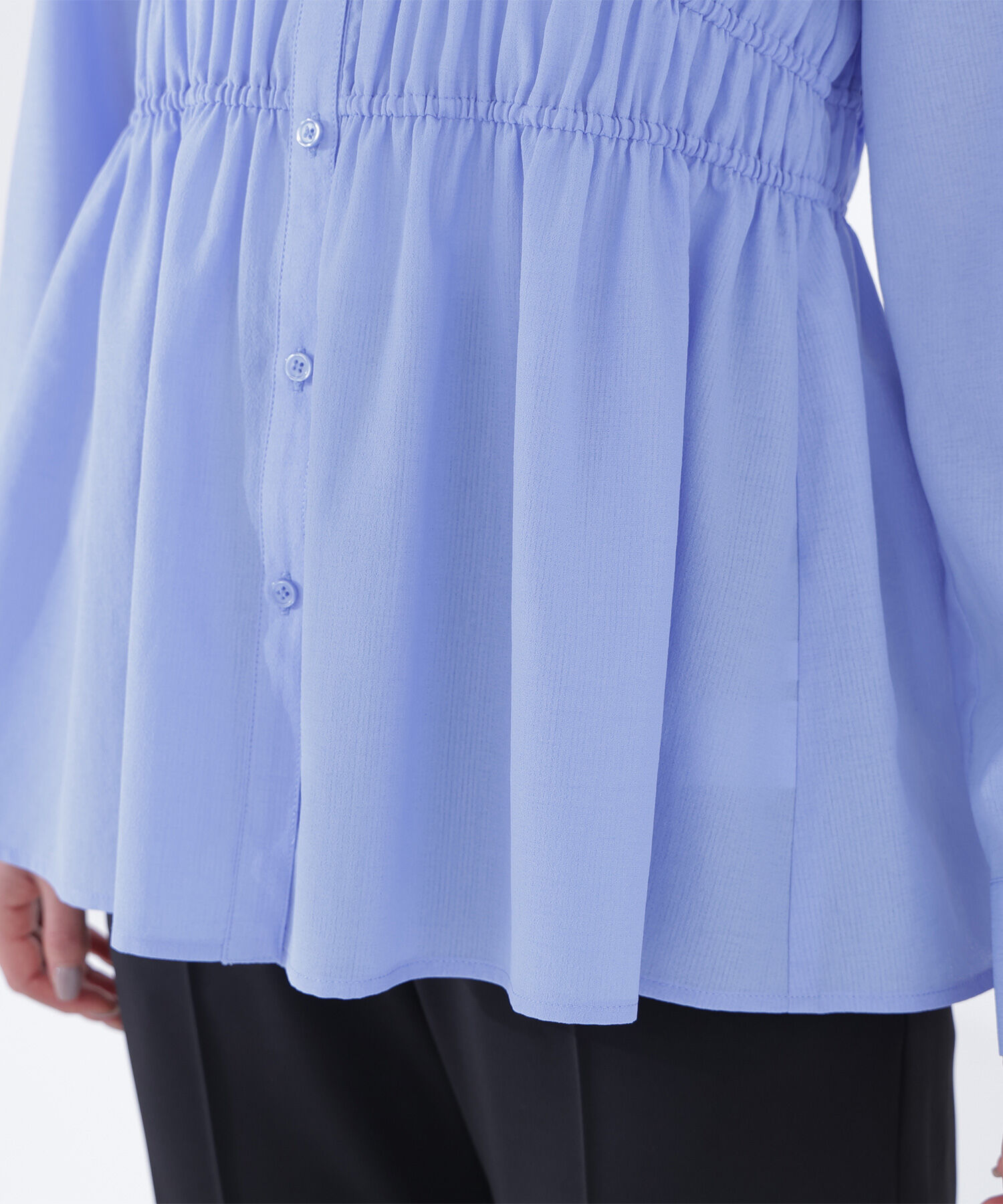  「シャーリングペプラムシャツ」|シャツ・ブラウス|