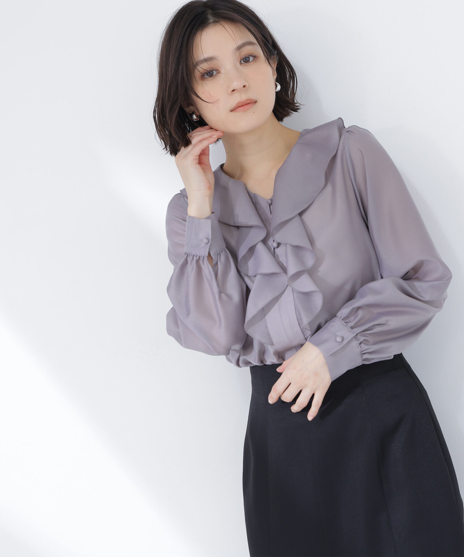  「フロントフリルブラウス」|シャツ・ブラウス|