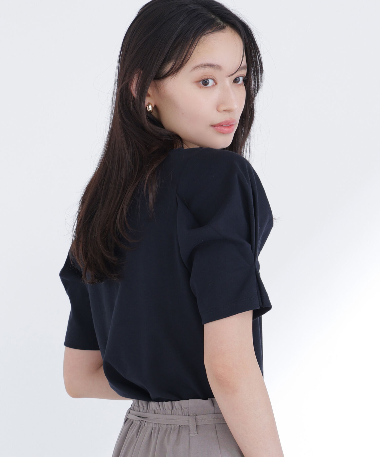  「ベーシックTシャツ フォルムスリーブ」|Tシャツ・カットソー|ブラック