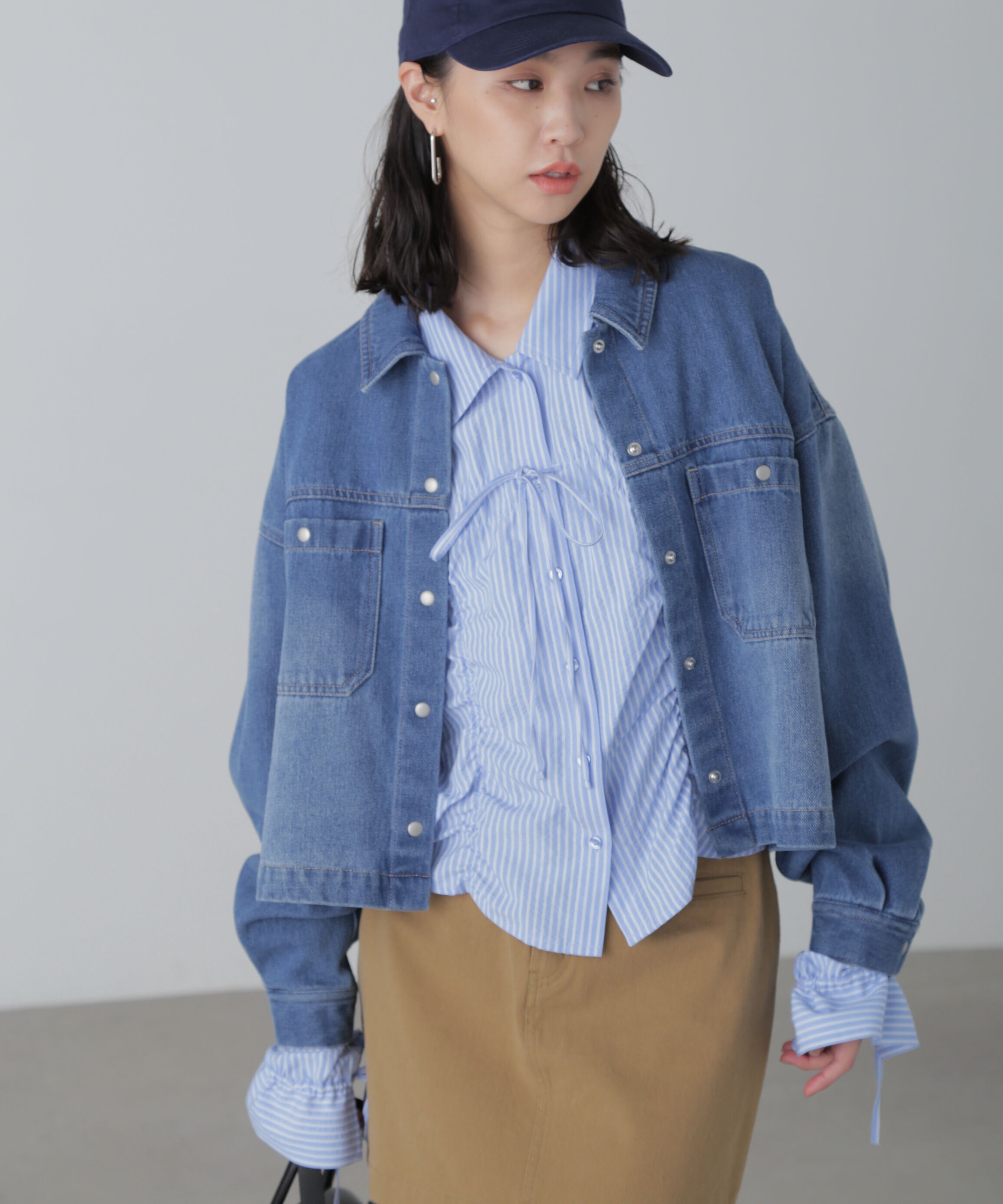  「フロントポケットショートシャツブルゾン」|ブルゾン・スタジャン|