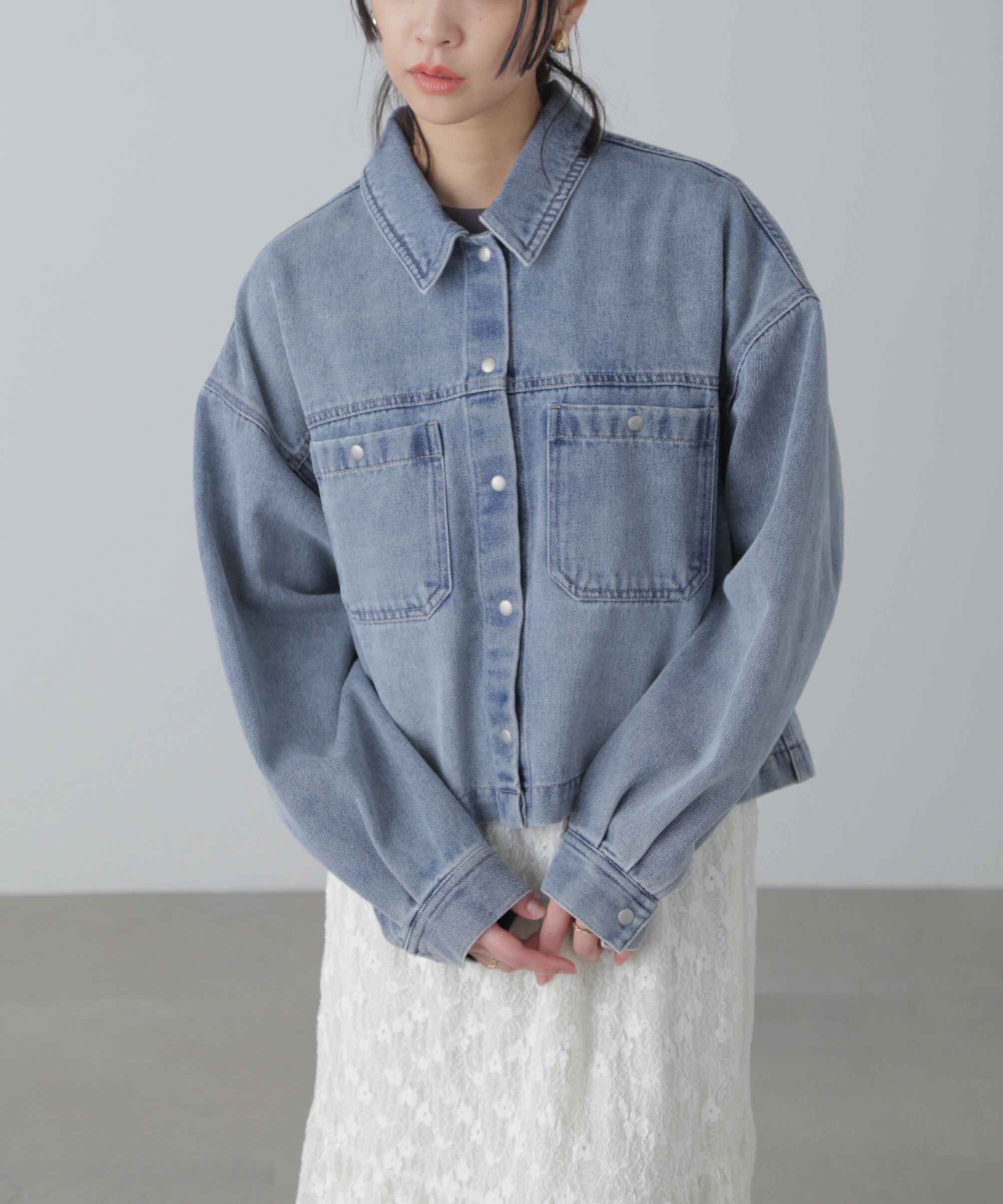  「フロントポケットショートシャツブルゾン」|ブルゾン・スタジャン|