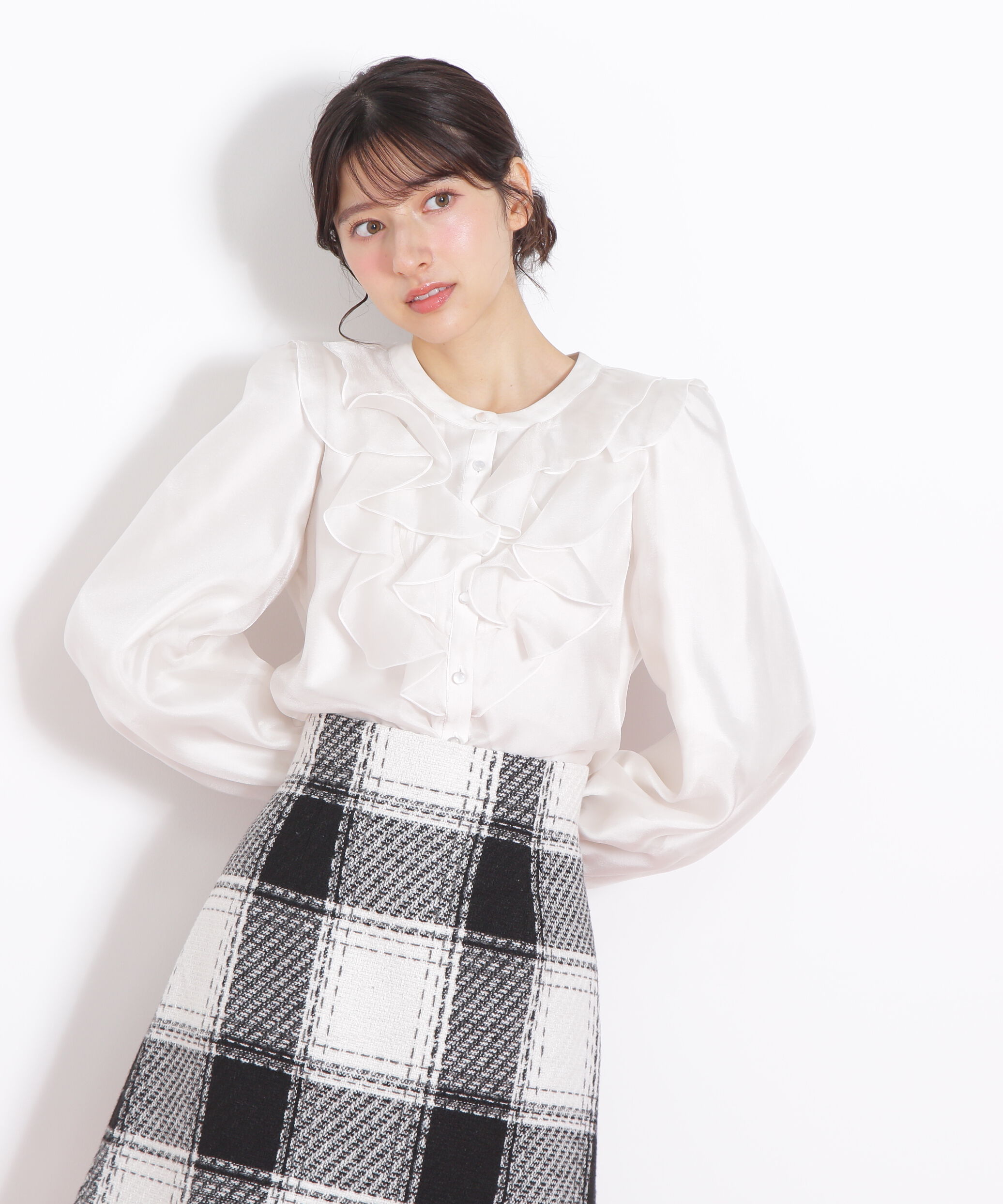  「フロントフリルシアーブラウス」|シャツ・ブラウス|