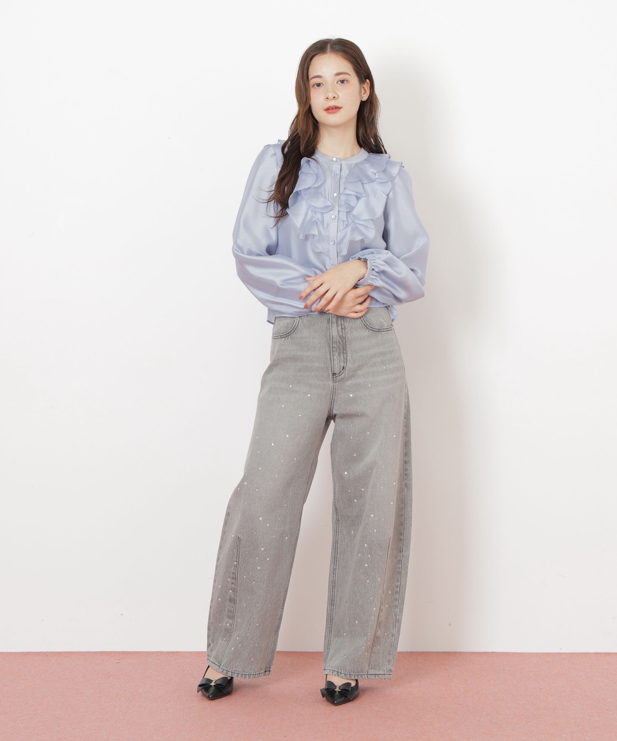  「フロントフリルシアーブラウス」|シャツ・ブラウス|