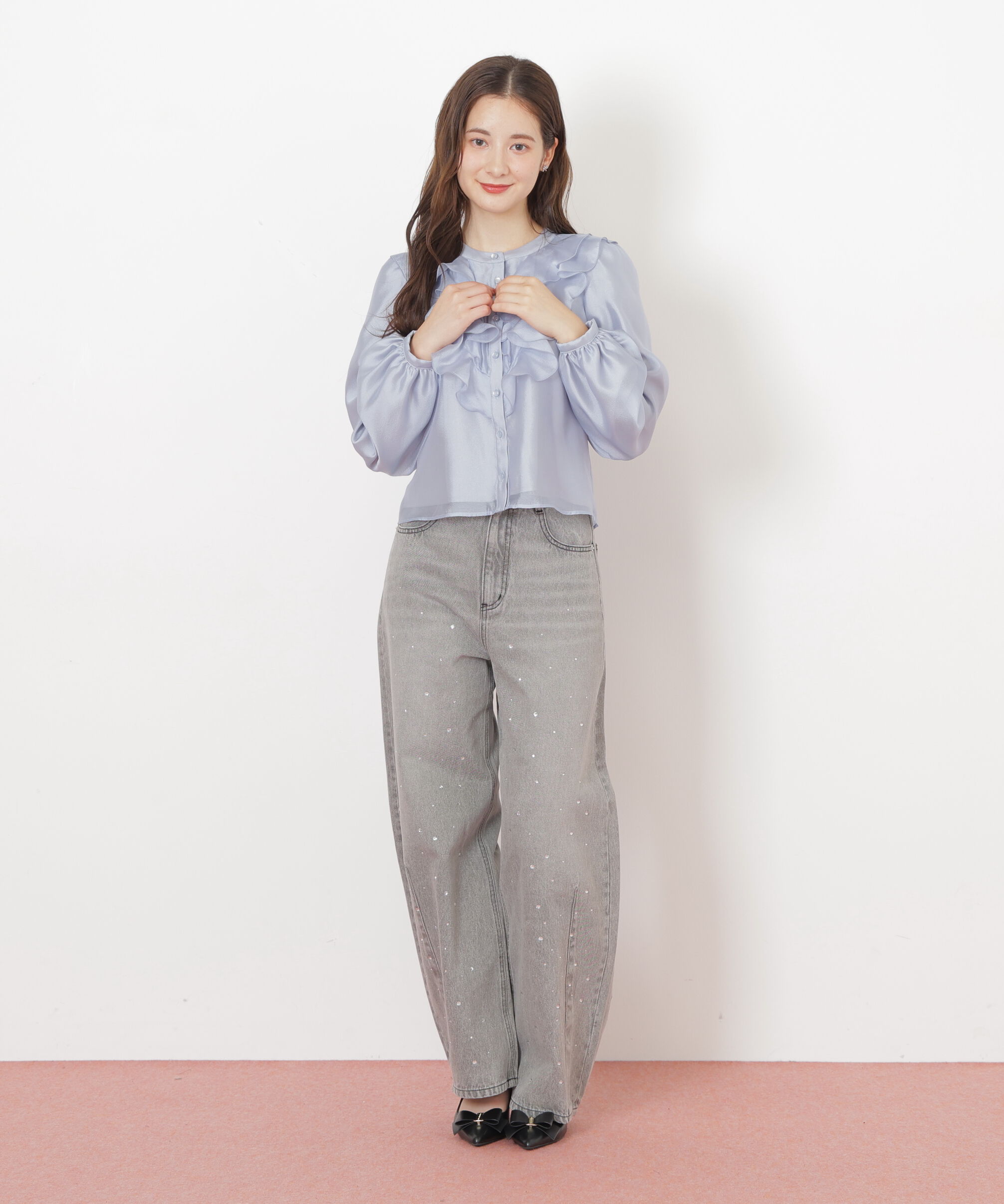  「フロントフリルシアーブラウス」|シャツ・ブラウス|