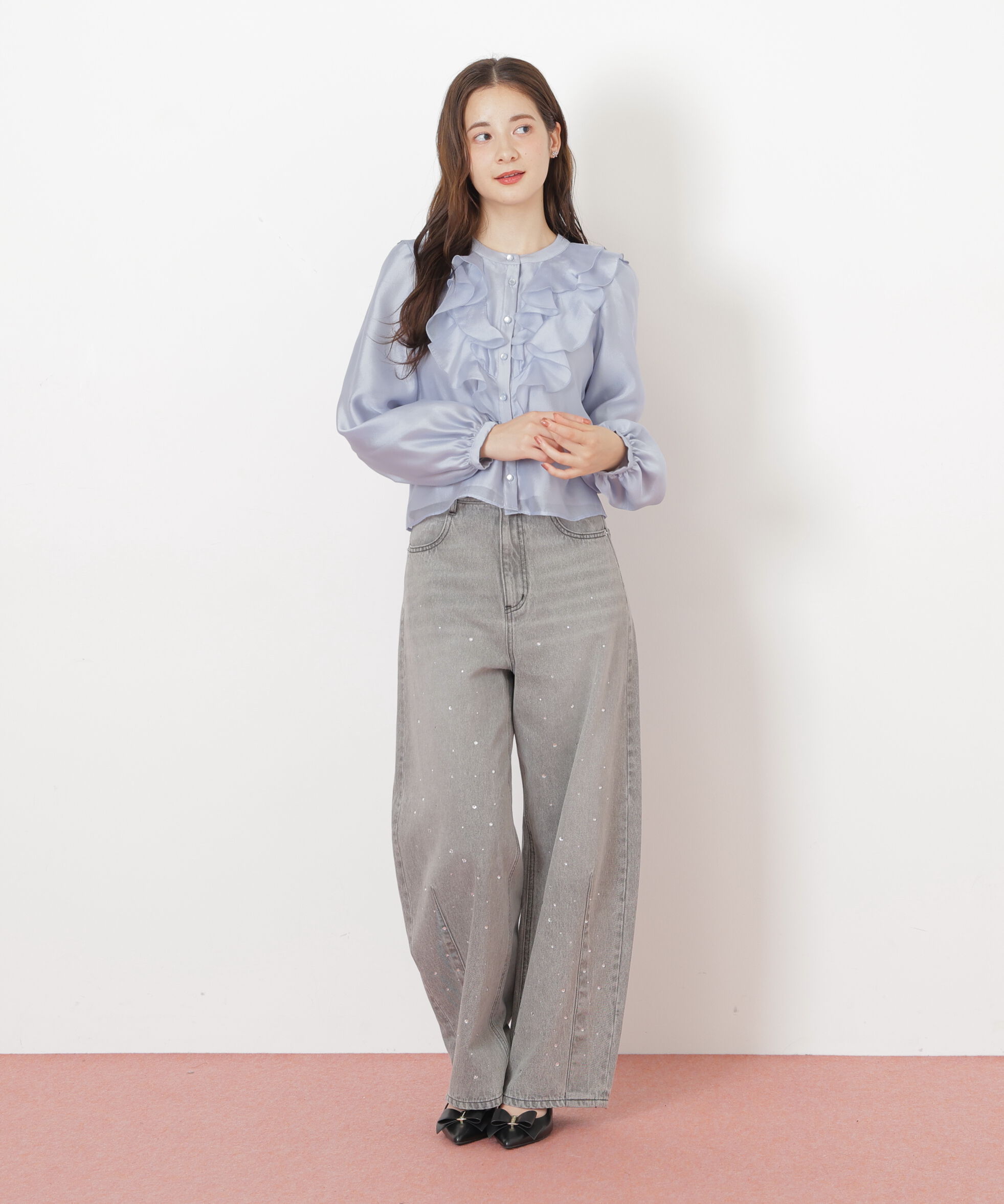  「フロントフリルシアーブラウス」|シャツ・ブラウス|