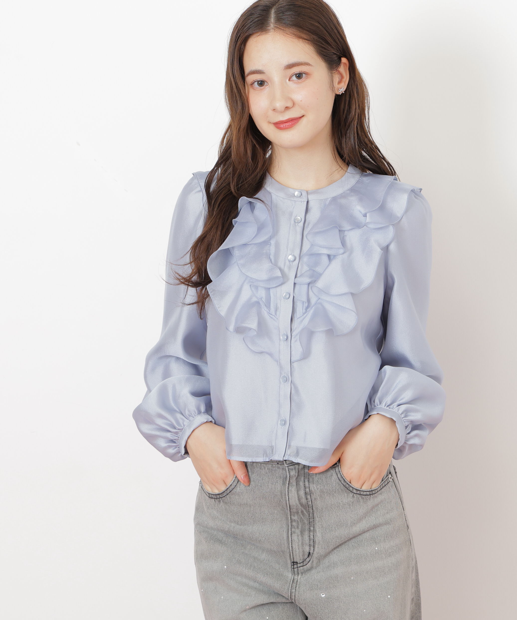  「フロントフリルシアーブラウス」|シャツ・ブラウス|