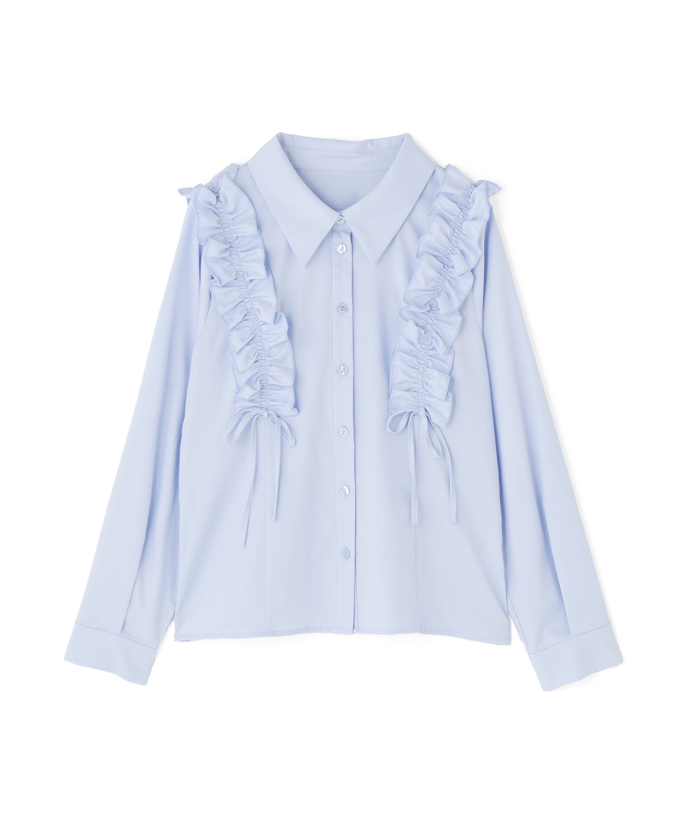  「ショルダーフリルブラウス」|シャツ・ブラウス|ブルー