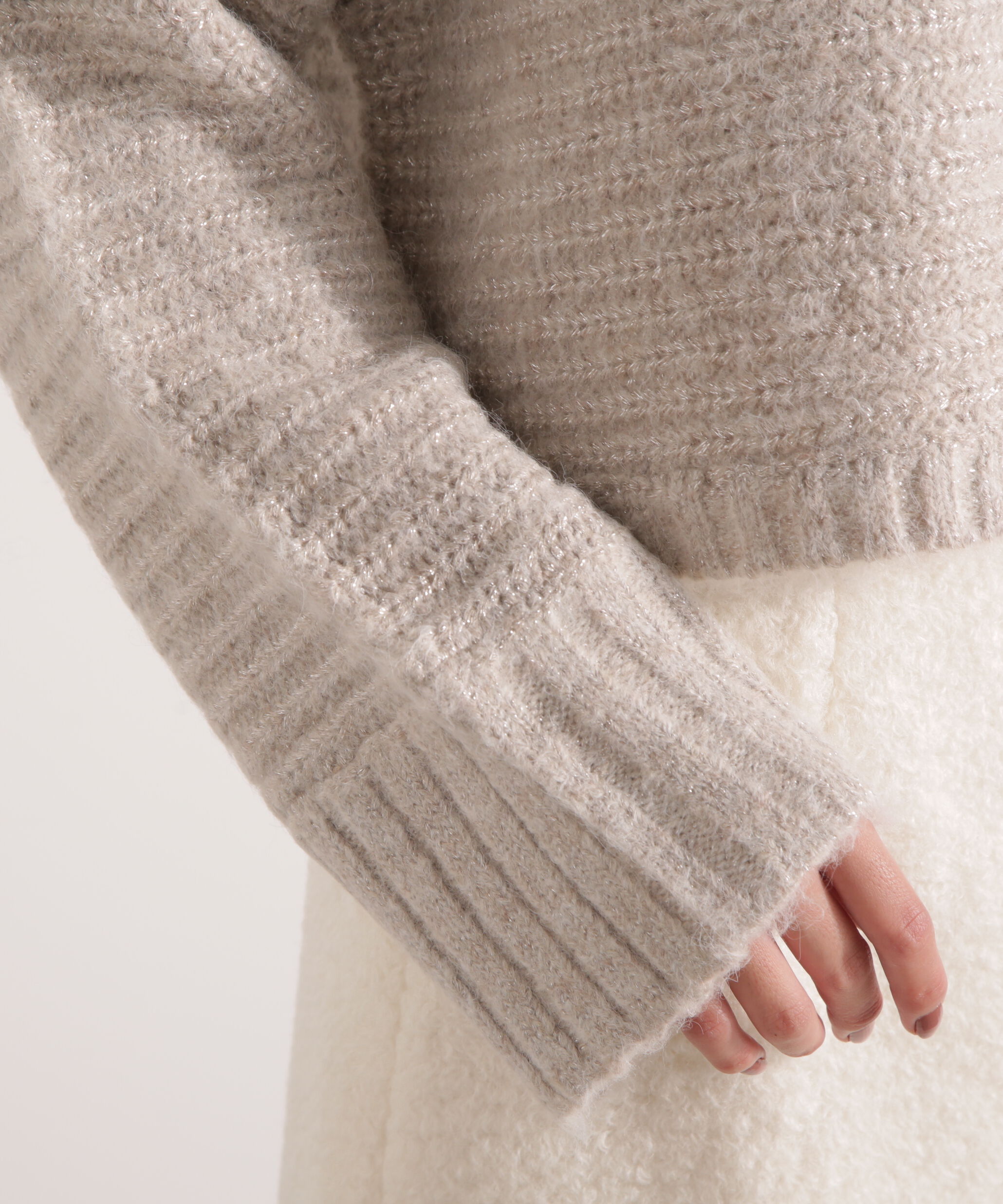 PROPORTION BODY DRESSING「ウールブレンドスタンドカラー畔ニット 25AW」|ニット・セーター|