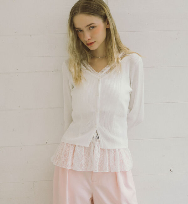 archives「レイヤードレースＴＯＰＳ&times;ニットカーディガンＳＥＴ」|カーディガン|