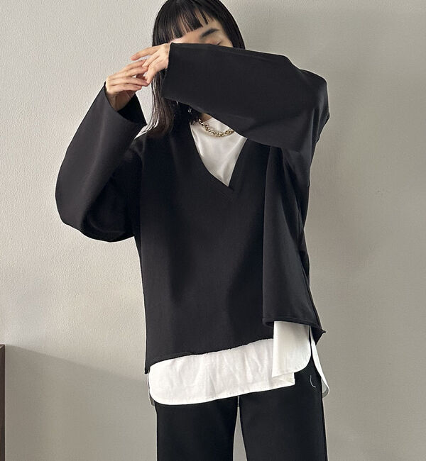 Doux archives「ＵＳコットンロンＴｅｅレイヤードスウェット」|カーディガン|