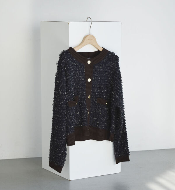 Doux archives「バイカラーループヤーンニットカーディガン」|カーディガン|NAVY