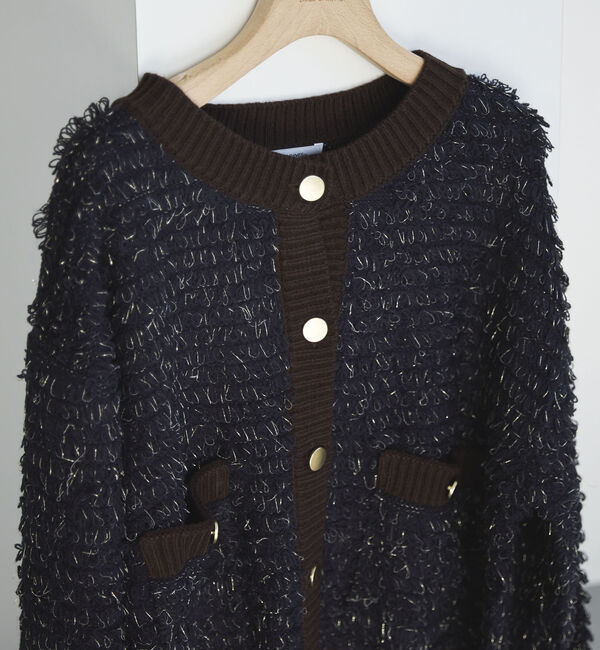 Doux archives「バイカラーループヤーンニットカーディガン」|カーディガン|