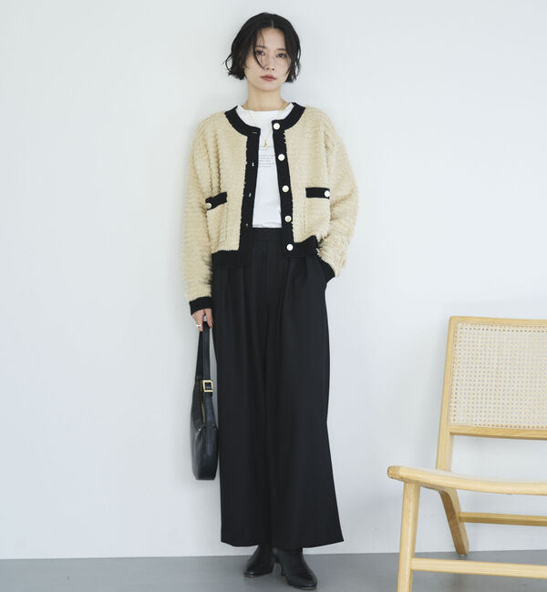 Doux archives「バイカラーループヤーンニットカーディガン」|カーディガン|