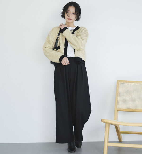 Doux archives「バイカラーループヤーンニットカーディガン」|カーディガン|