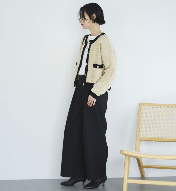 Doux archives「バイカラーループヤーンニットカーディガン」|カーディガン|