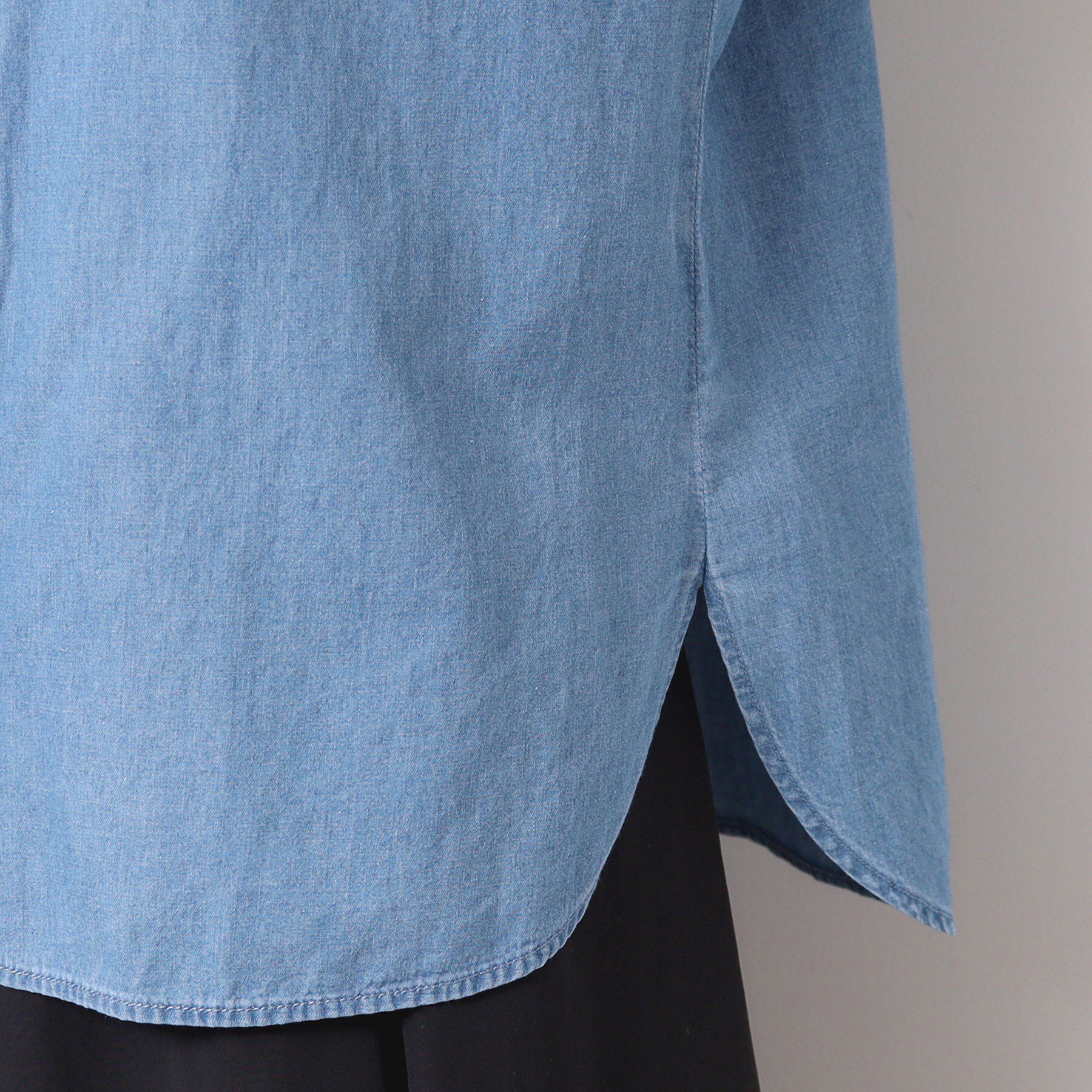 Dessin「【洗える】ギャザーフリル綿麻デニムブラウス」|シャツ・ブラウス|