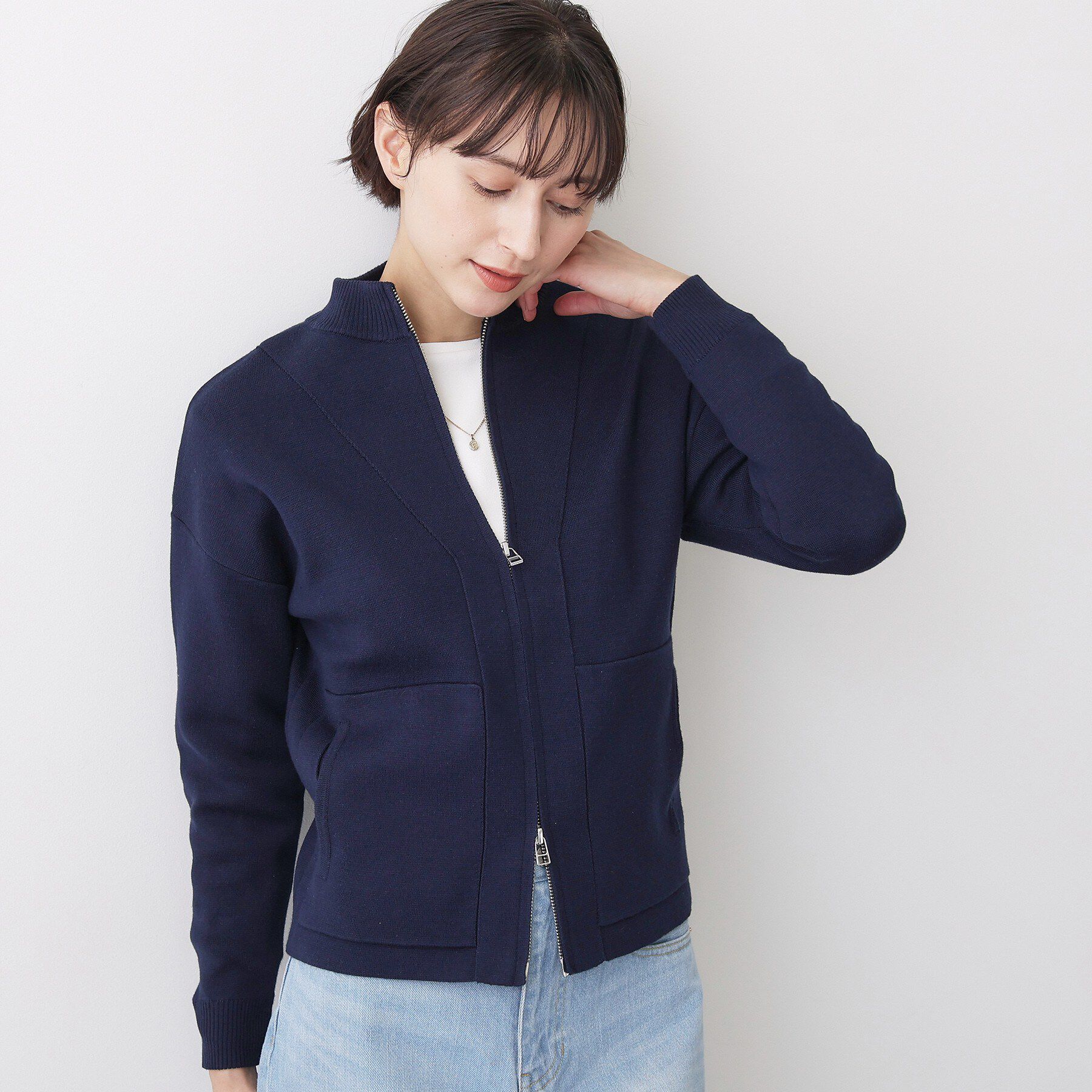 Dessin「【洗える】ジップニットカーディガン」|カーディガン|