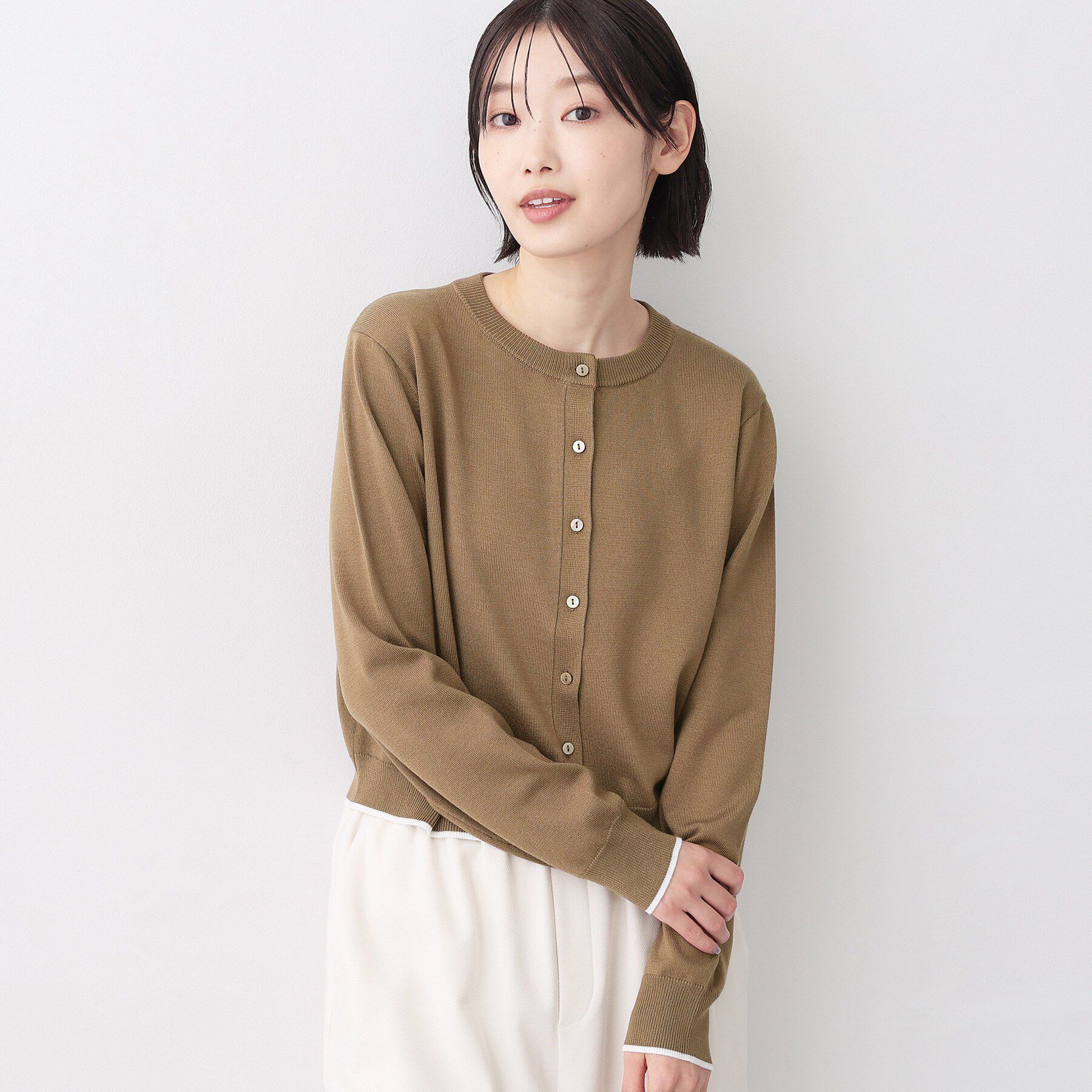 Dessin「【2点セット・洗える】ニットカーディガン&times;ノースリーブワンピース」|ワンピース|