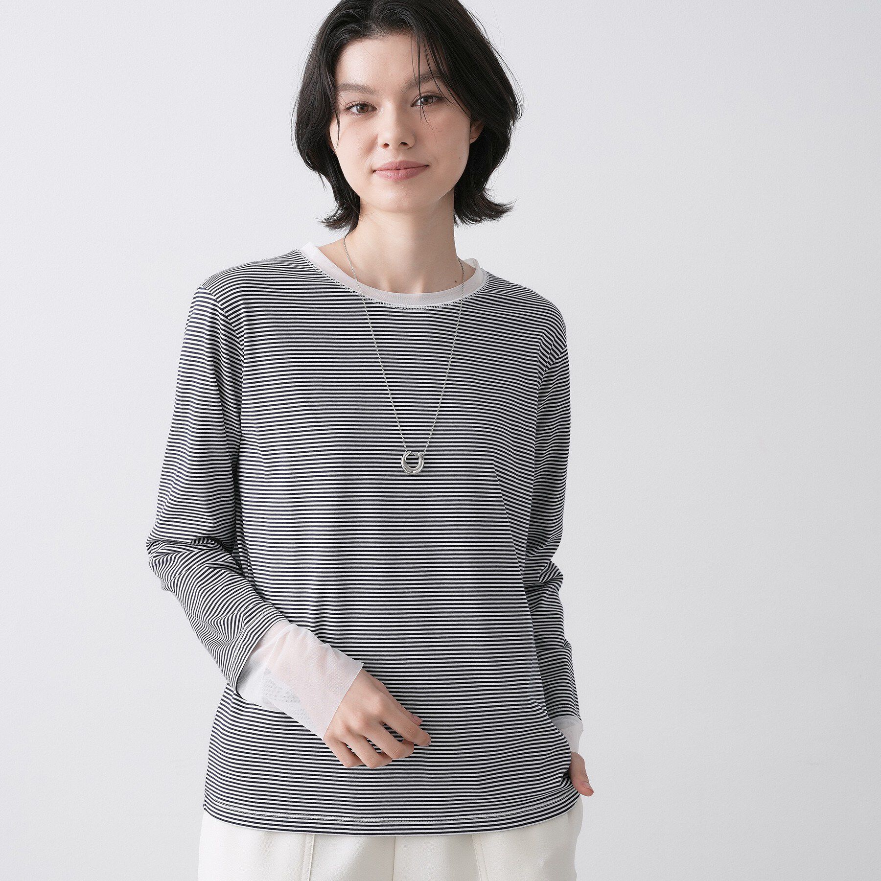 Dessin「【洗える】シアーチュールポイントカットソー」|Tシャツ・カットソー|