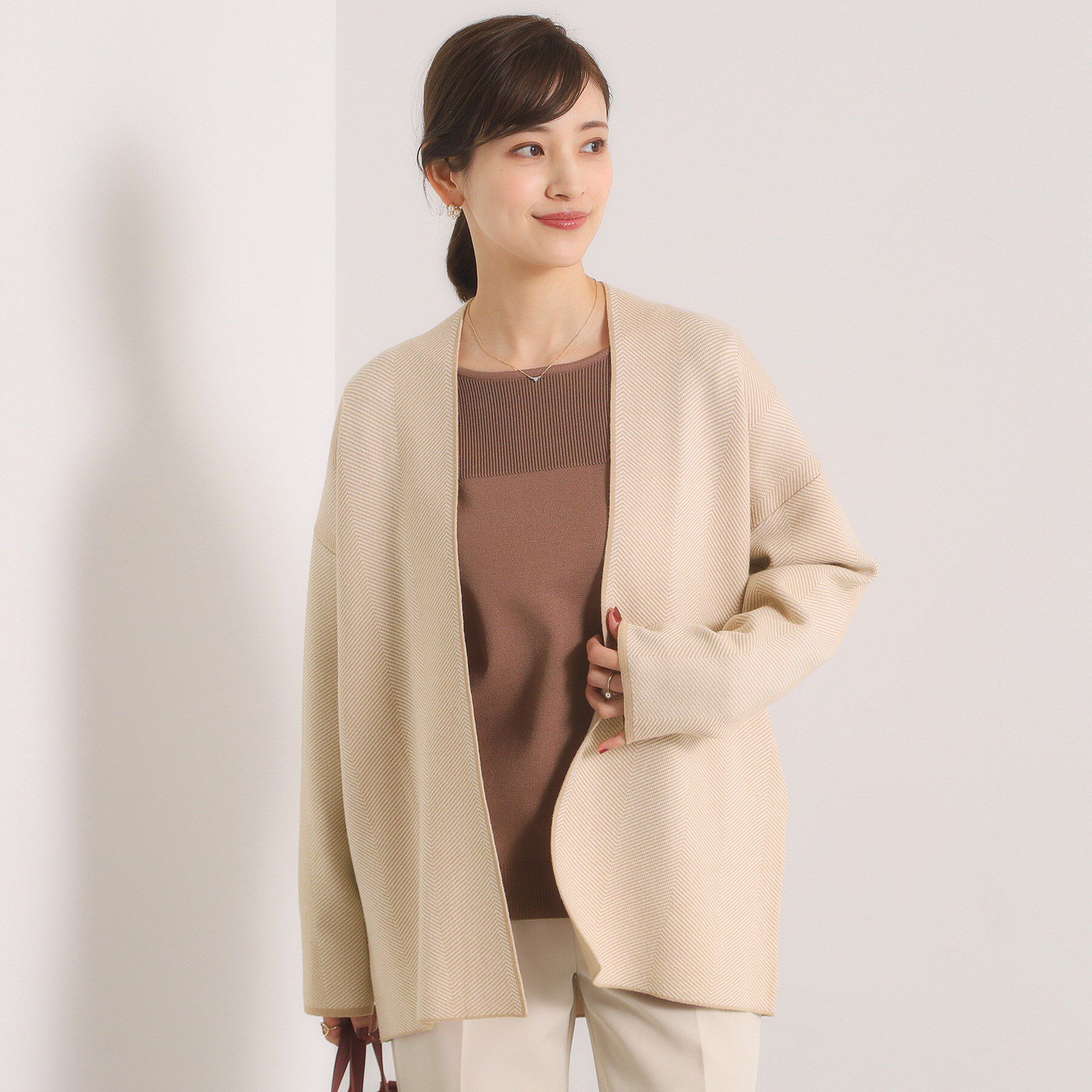 ITS&rsquo;DEMO「【手洗い可】Wジャカードコーディガン」|カーディガン|ライトベージュ(45