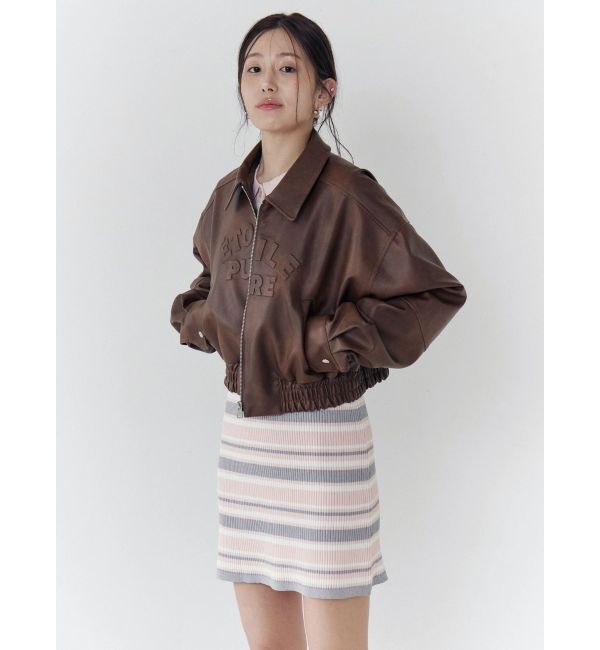 CALNAMUR「マルチボーダーポロニットワンピース」|ワンピース|