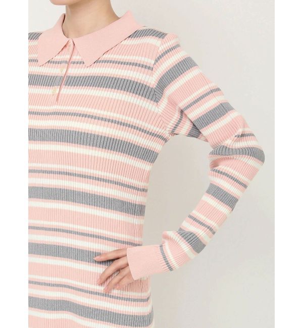 CALNAMUR「マルチボーダーポロニットワンピース」|ワンピース|