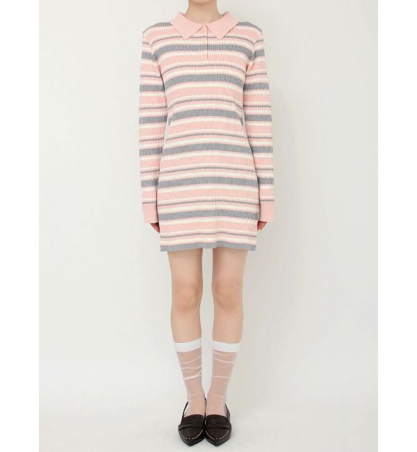 CALNAMUR「マルチボーダーポロニットワンピース」|ワンピース|