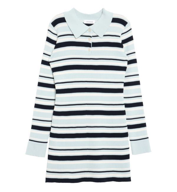 CALNAMUR「マルチボーダーポロニットワンピース」|ワンピース|