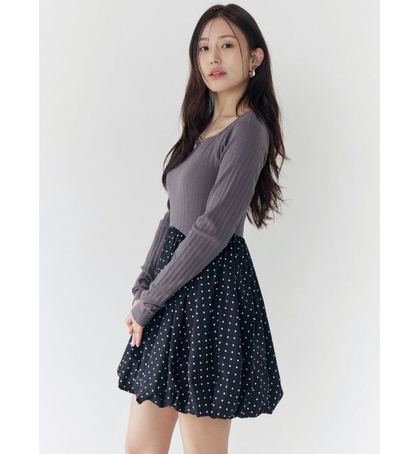 CALNAMUR「ドッキングバルーンミニワンピース」|ワンピース|