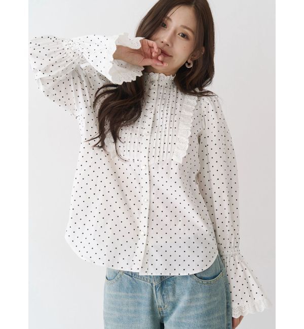 CALNAMUR「コットンフリルレースブラウス」|シャツ・ブラウス|