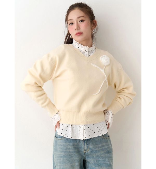 CALNAMUR「コットンフリルレースブラウス」|シャツ・ブラウス|