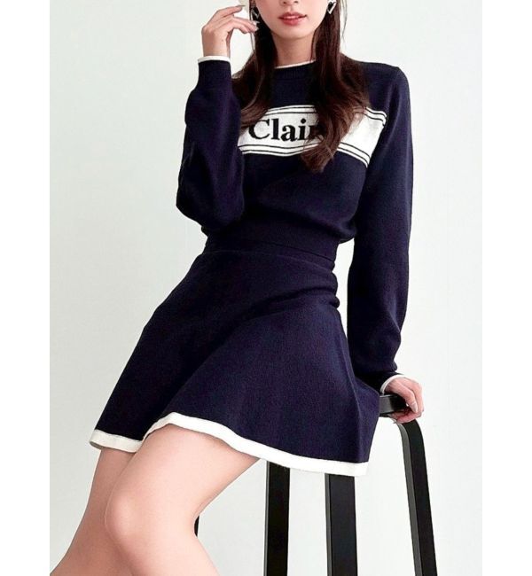 RESEXXY「バイカラージャガードニットセットアップ」|ニット・セーター|ネイビー