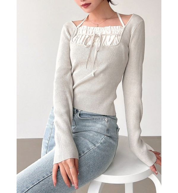 RESEXXY「バストデザインニットトップス」|ニット・セーター|ミントグリーン