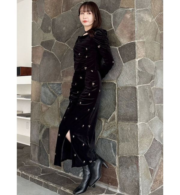 dazzlin「【セットアップ対応】フラワーシシュウベロアスカート」|スカート|