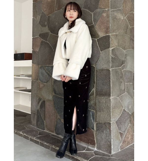 dazzlin「【セットアップ対応】フラワーシシュウベロアスカート」|スカート|