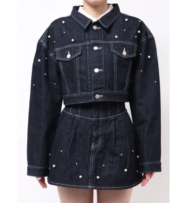 dazzlin「パールデニムショートジャケット」|デニムジャケット|