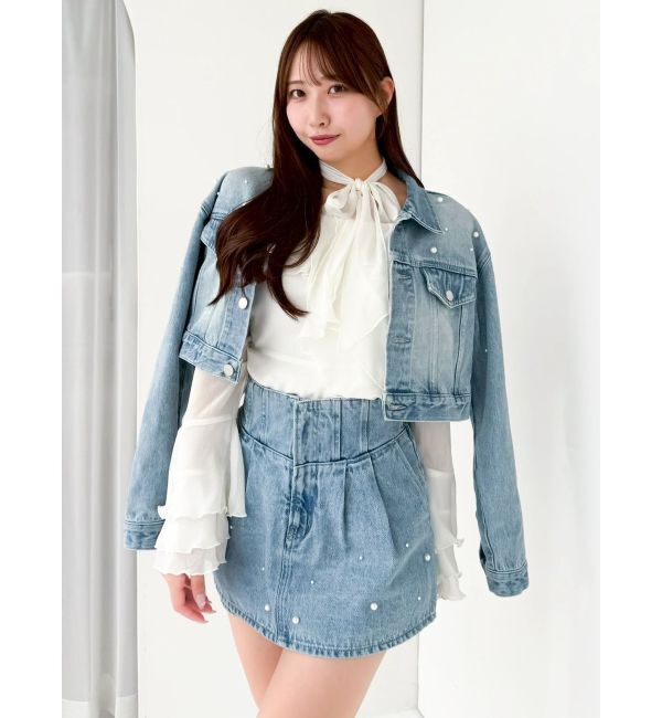dazzlin「パールデニムショートジャケット」|デニムジャケット|