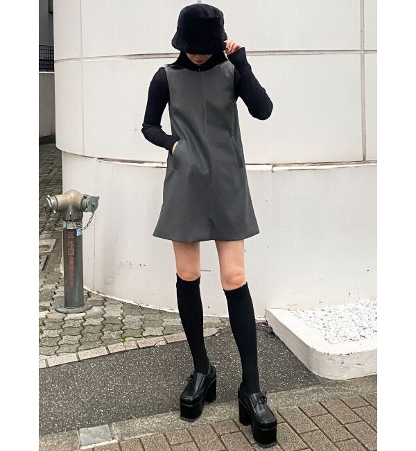 EMODA「Aラインフェイクレザーワンピース」|ワンピース|