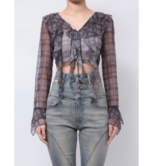 EMODA「ラッフルハングクロップドブラウス」|Tシャツ・カットソー|