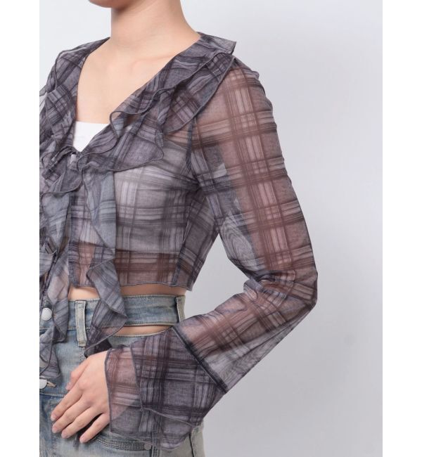 EMODA「ラッフルハングクロップドブラウス」|Tシャツ・カットソー|