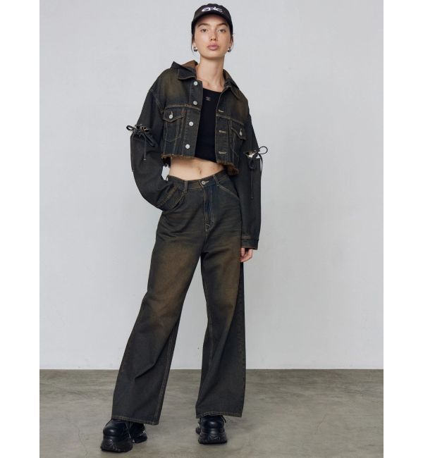 EMODA「カットスリーブフードデニムブルゾン」|ブルゾン・スタジャン|