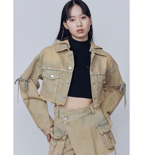 EMODA「カットスリーブフードデニムブルゾン」|ブルゾン・スタジャン|