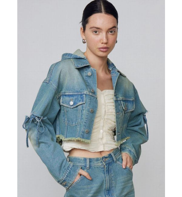 EMODA「カットスリーブフードデニムブルゾン」|ブルゾン・スタジャン|