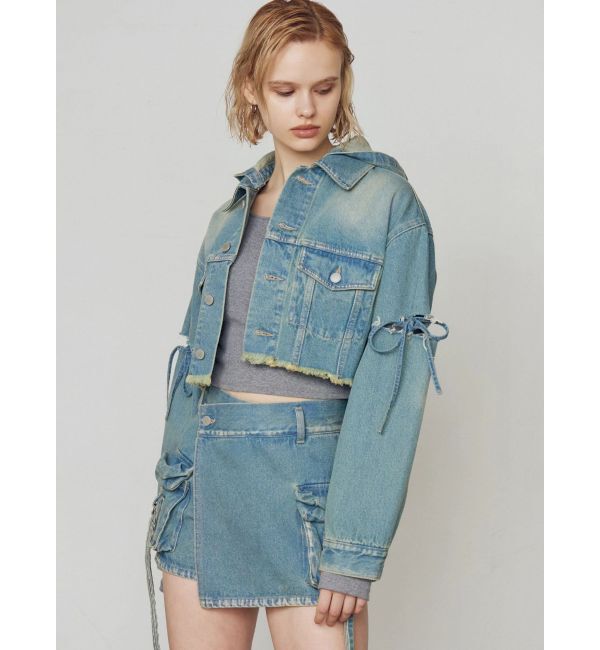 EMODA「カットスリーブフードデニムブルゾン」|ブルゾン・スタジャン|