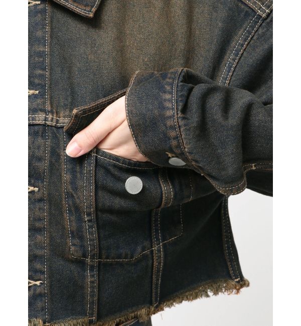 EMODA「カットスリーブフードデニムブルゾン」|ブルゾン・スタジャン|