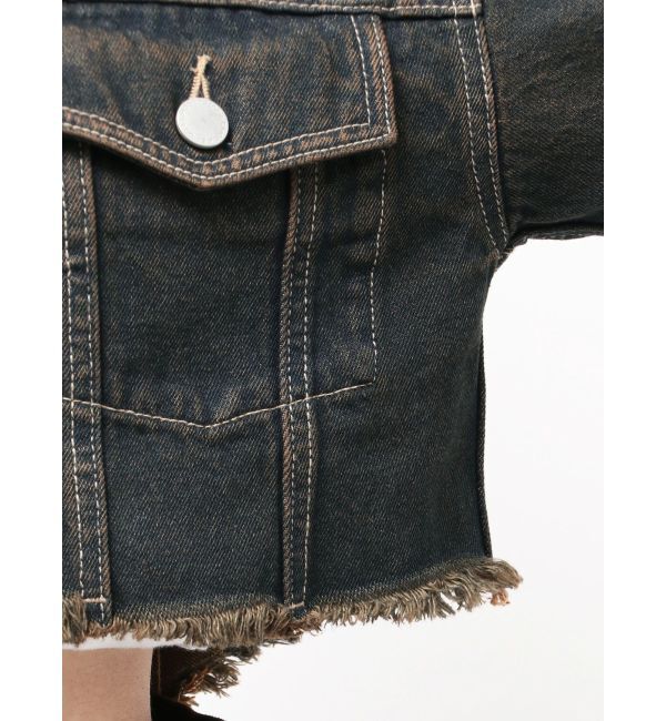 EMODA「カットスリーブフードデニムブルゾン」|ブルゾン・スタジャン|