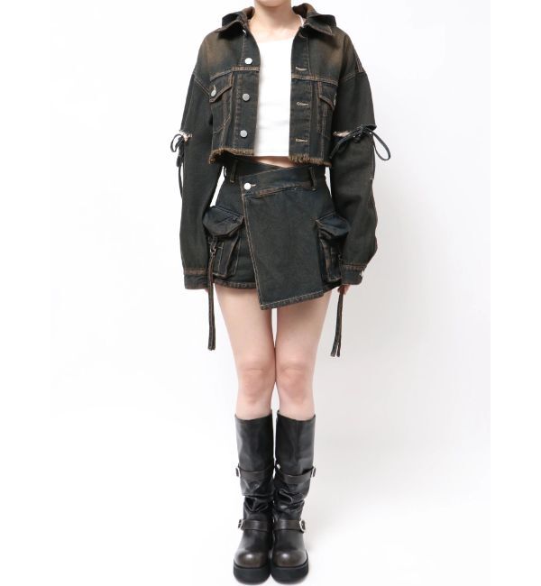 EMODA「カットスリーブフードデニムブルゾン」|ブルゾン・スタジャン|