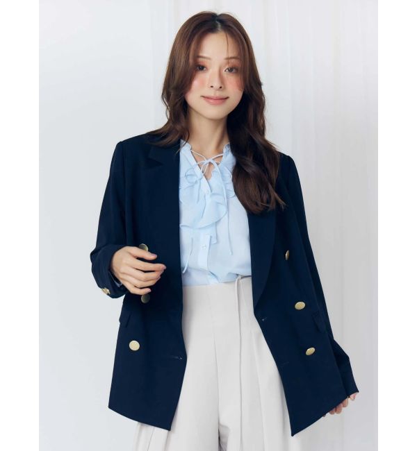 MERCURYDUO「シフォンロングスリーブラッフルブラウス」|シャツ・ブラウス|